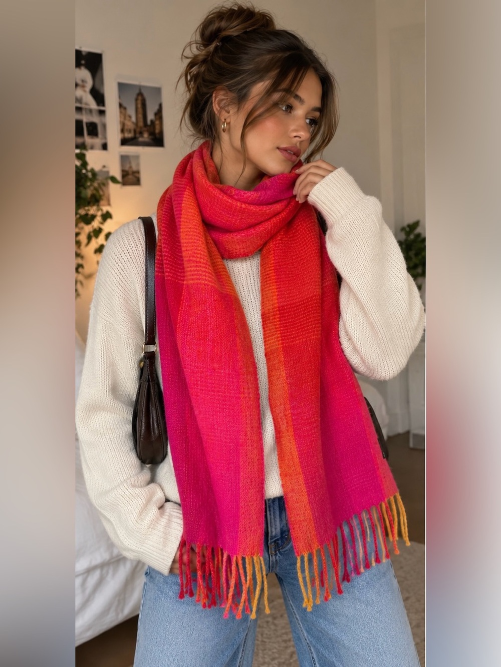 INCALPACA Pink & Orange Ombré Scarf